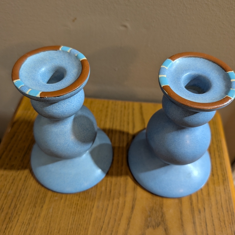 Dansk Mesa Sky Vintage Candle Sticks, Color:Blue